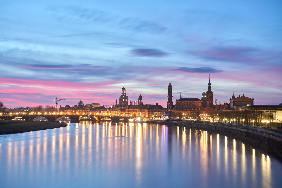 Sunrise over Dresden's old town